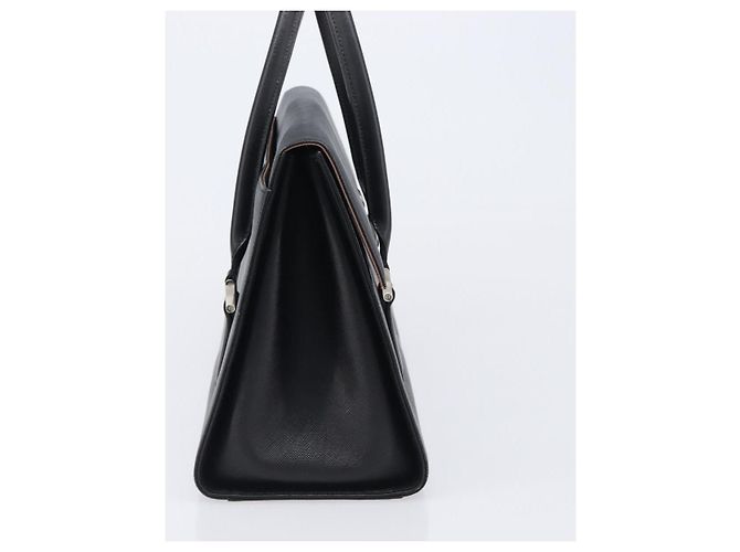 Bolsa de mão BURBERRY em couro preto e prata Auth 204238 - vista 4