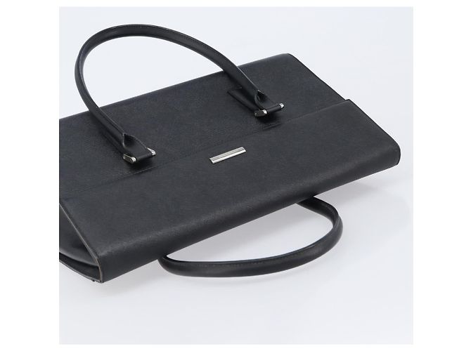 Bolsa de mão BURBERRY em couro preto e prata Auth 204238 - vista 6