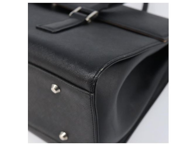 Bolsa de mão BURBERRY em couro preto e prata Auth 204238 - vista 9