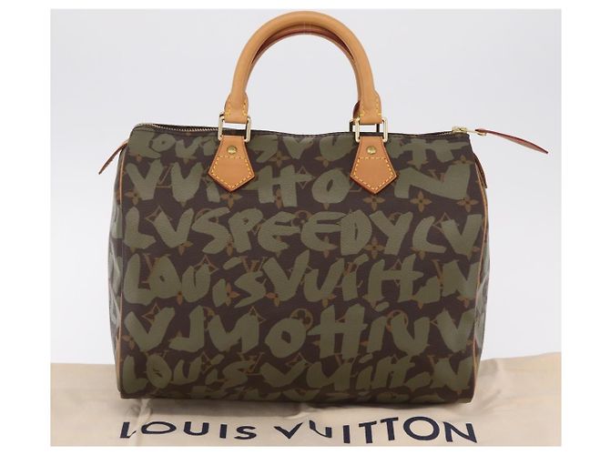 LOUIS VUITTON Monogram Graffiti Speedy 30 Handtasche Khaki M92194 LV Auth mr3054SAV Monogramm - Ansicht 12