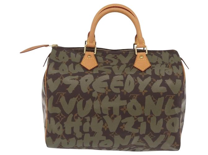 LOUIS VUITTON Monogram Graffiti Speedy 30 Handtasche Khaki M92194 LV Auth mr3054SAV Monogramm - Ansicht 2
