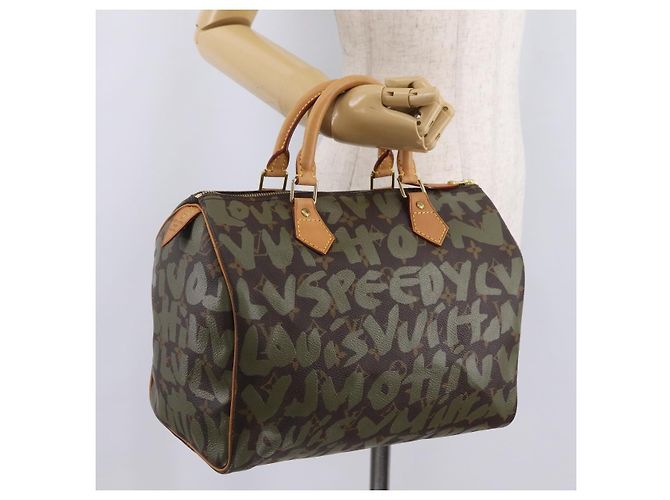 LOUIS VUITTON Monogram Graffiti Speedy 30 Handtasche Khaki M92194 LV Auth mr3054SAV Monogramm - Ansicht 24