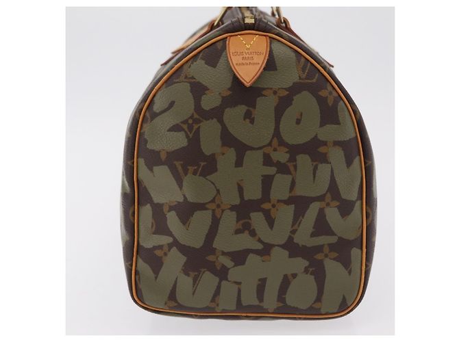 LOUIS VUITTON Monogram Graffiti Speedy 30 Handtasche Khaki M92194 LV Auth mr3054SAV Monogramm - Ansicht 4