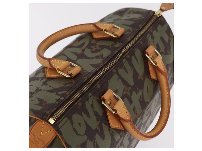 LOUIS VUITTON Monogram Graffiti Speedy 30 Handtasche Khaki M92194 LV Auth mr3054SAV Monogramm - Ansicht 6