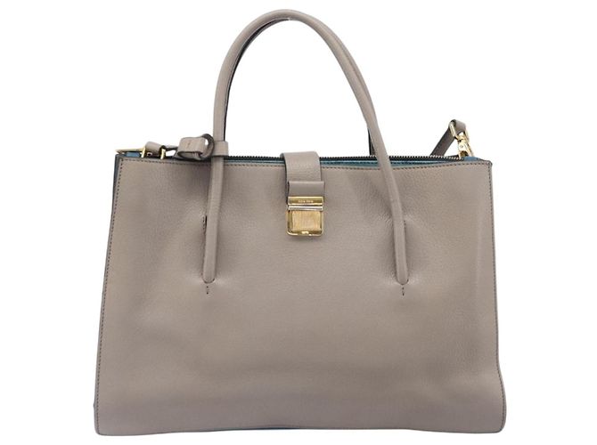 Borsa a mano Miu Miu in pelle 2way Grigio Oro Auth 204830A Marrone D'oro - vista 13