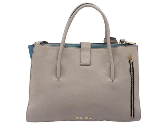 Borsa a mano Miu Miu in pelle 2way Grigio Oro Auth 204830A Marrone D'oro - vista 2