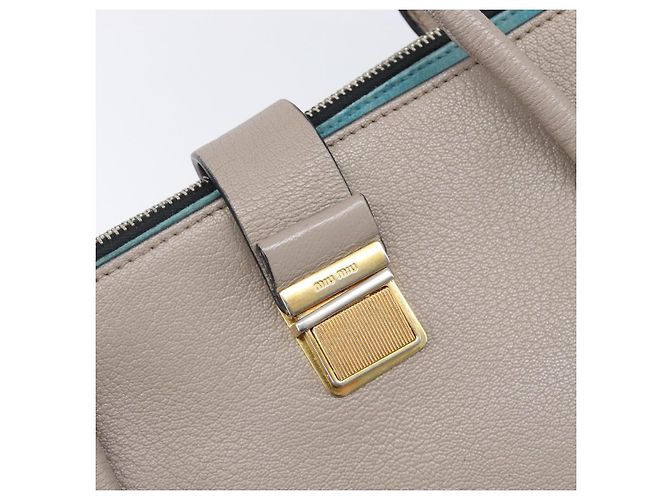 Borsa a mano Miu Miu in pelle 2way Grigio Oro Auth 204830A Marrone D'oro - vista 23