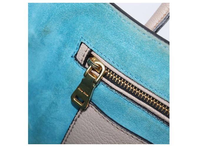 Borsa a mano Miu Miu in pelle 2way Grigio Oro Auth 204830A Marrone D'oro - vista 29