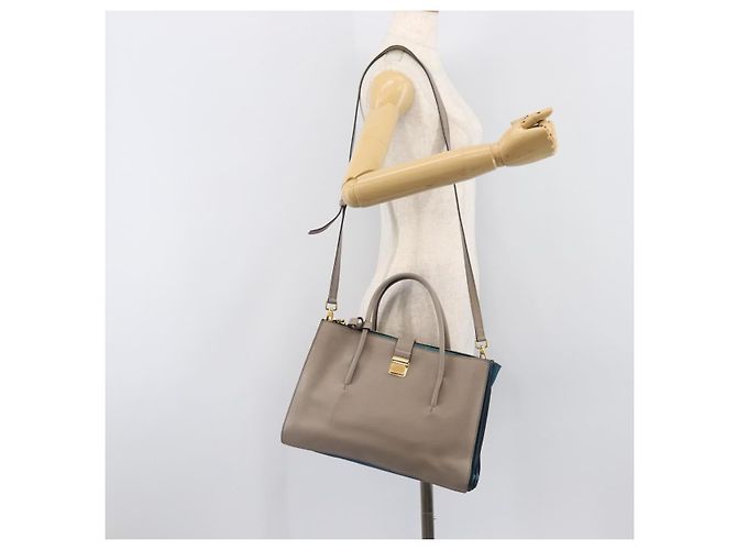 Borsa a mano Miu Miu in pelle 2way Grigio Oro Auth 204830A Marrone D'oro - vista 34