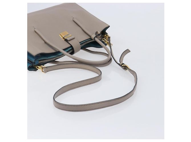Borsa a mano Miu Miu in pelle 2way Grigio Oro Auth 204830A Marrone D'oro - vista 8