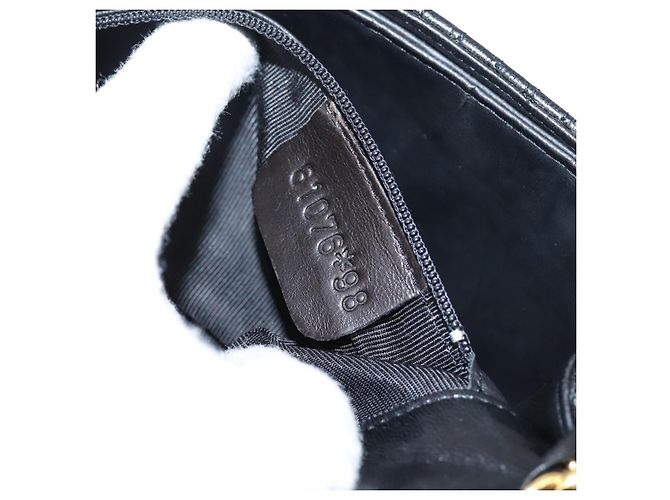 Borsa a tracolla con catena Bally in pelle nera e tono oro Auth BA16160A Nero - vista 11