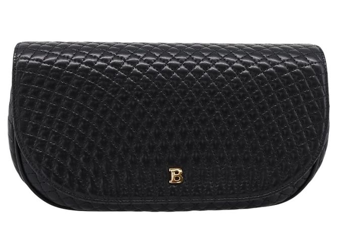 Borsa a tracolla con catena Bally in pelle nera e tono oro Auth BA16160A Nero - vista 13