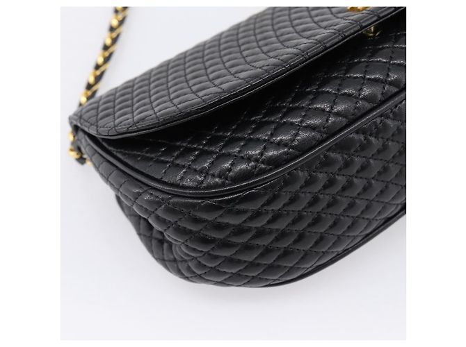 Borsa a tracolla con catena Bally in pelle nera e tono oro Auth BA16160A Nero - vista 14