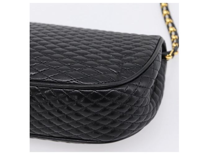 Borsa a tracolla con catena Bally in pelle nera e tono oro Auth BA16160A Nero - vista 15
