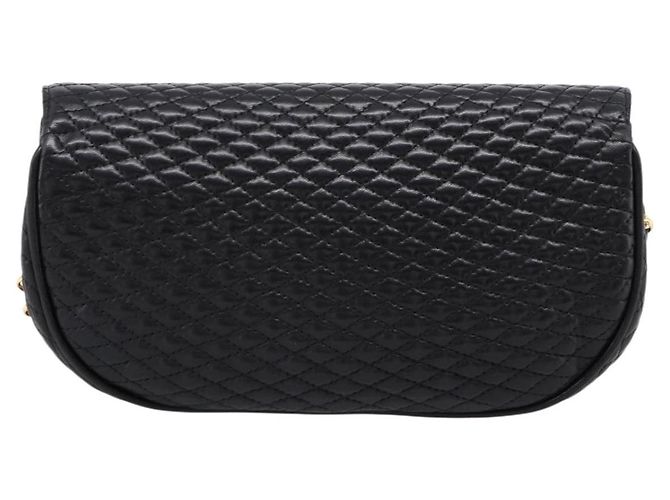 Borsa a tracolla con catena Bally in pelle nera e tono oro Auth BA16160A Nero - vista 2