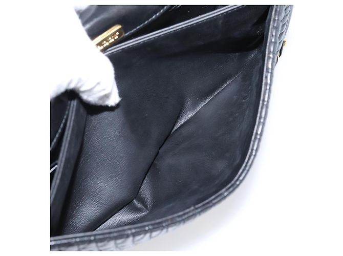 Borsa a tracolla con catena Bally in pelle nera e tono oro Auth BA16160A Nero - vista 24