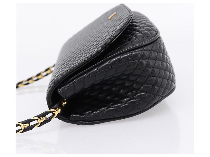 Borsa a tracolla con catena Bally in pelle nera e tono oro Auth BA16160A Nero - vista 3
