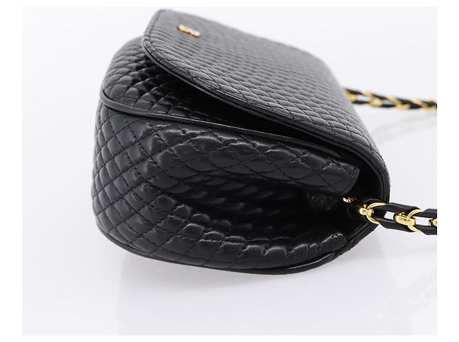 Borsa a tracolla con catena Bally in pelle nera e tono oro Auth BA16160A Nero - vista 4
