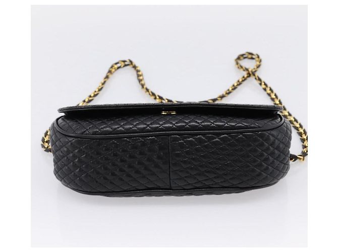 Borsa a tracolla con catena Bally in pelle nera e tono oro Auth BA16160A Nero - vista 5