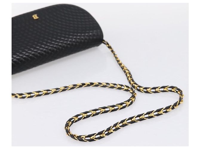 Borsa a tracolla con catena Bally in pelle nera e tono oro Auth BA16160A Nero - vista 7