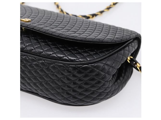 Borsa a tracolla con catena Bally in pelle nera e tono oro Auth BA16160A Nero - vista 9