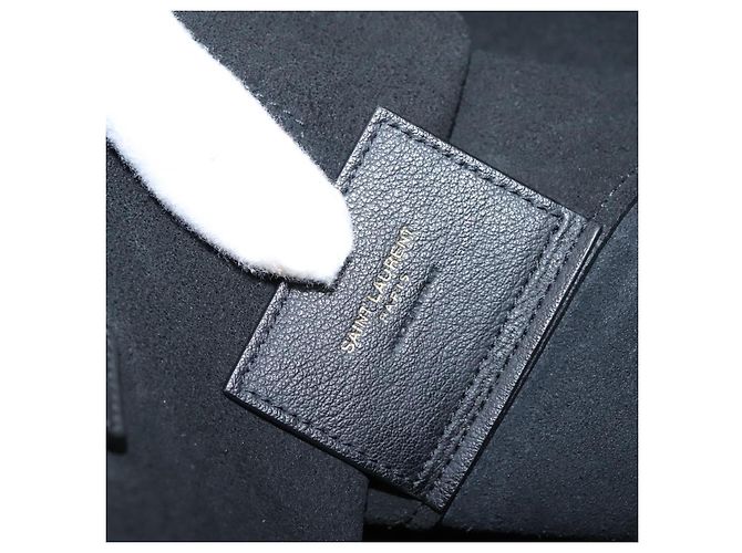 Autre Marque Borsa Tote SAINT LAURENT in pelle nera e oro 394195 Auth bs37268 Nero D'oro - vista 12