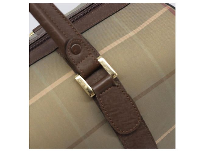 Burberrys Nova Check Boston Bag Canvas Brown Gold Auth 204885A Braun Golden - Ansicht 17