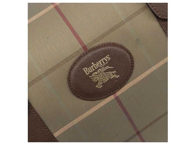 Burberrys Nova Check Boston Bag Canvas Brown Gold Auth 204885A Braun Golden - Ansicht 18