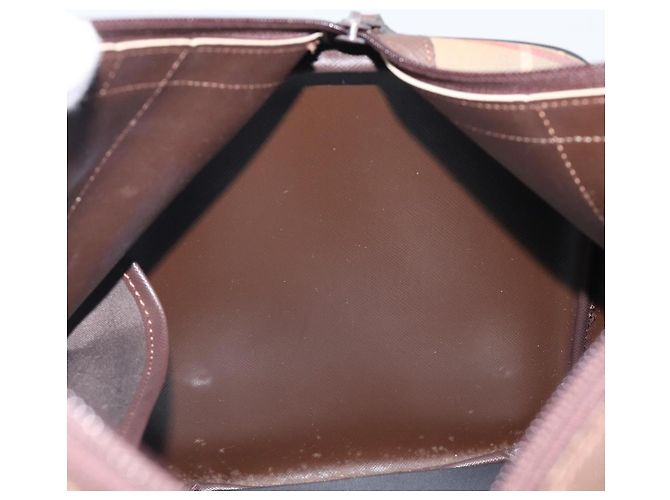 Burberrys Nova Check Boston Bag Canvas Brown Gold Auth 204885A Braun Golden - Ansicht 21