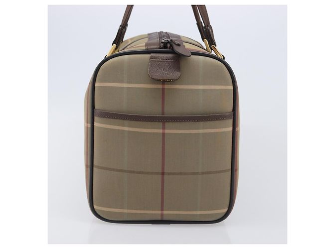 Burberrys Nova Check Boston Bag Canvas Brown Gold Auth 204885A Braun Golden - Ansicht 3