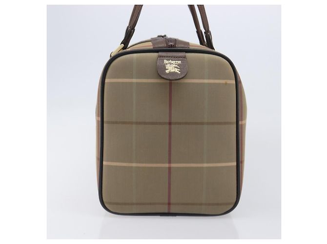 Burberrys Nova Check Boston Bag Canvas Brown Gold Auth 204885A Braun Golden - Ansicht 4