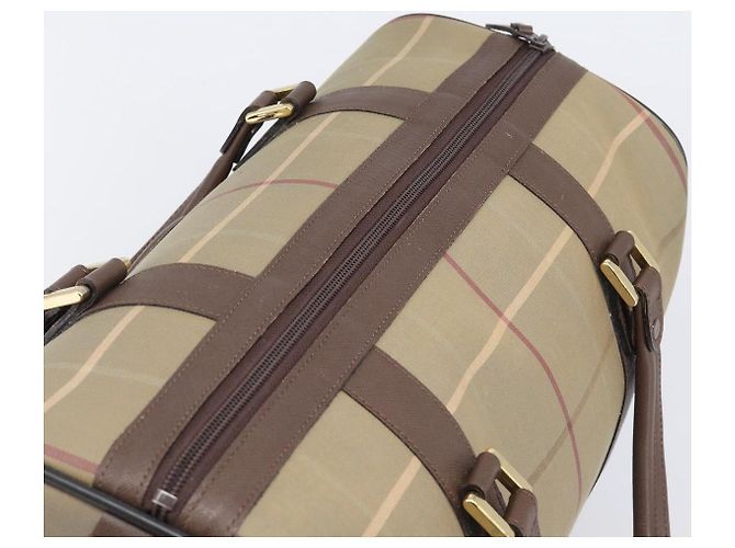 Burberrys Nova Check Boston Bag Canvas Brown Gold Auth 204885A Braun Golden - Ansicht 6