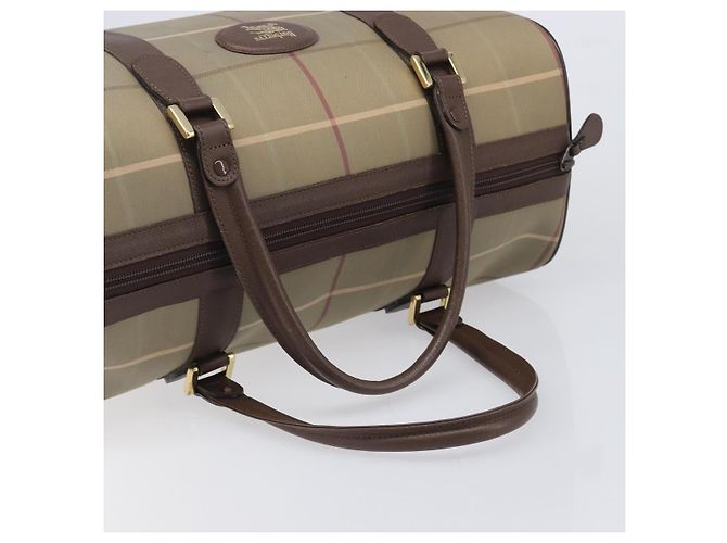 Burberrys Nova Check Boston Bag Canvas Brown Gold Auth 204885A Braun Golden - Ansicht 7