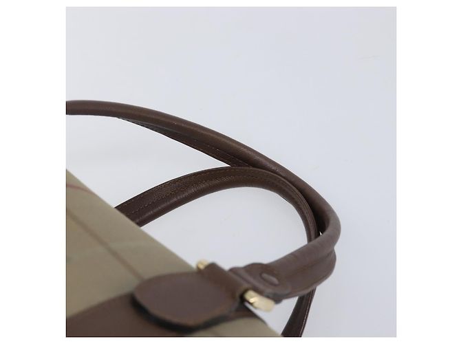 Burberrys Nova Check Boston Bag Canvas Brown Gold Auth 204885A Braun Golden - Ansicht 8