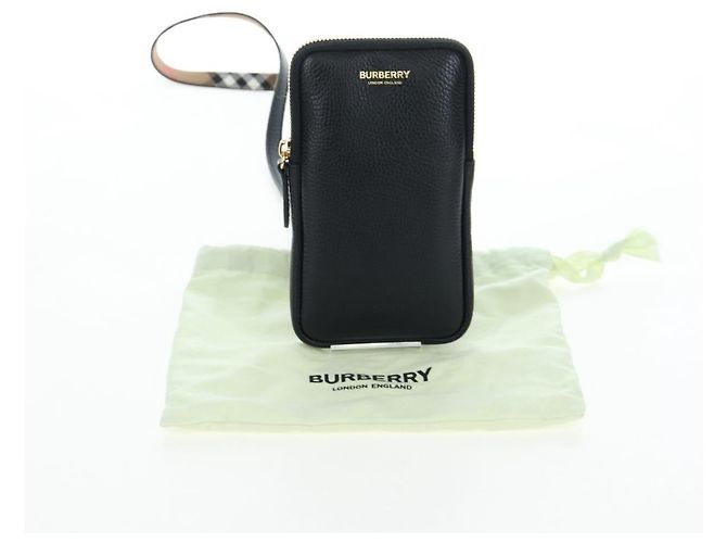 BURBERRY Shoulder Pouch Leather Black Gold Auth am12646V Schwarz Golden - Ansicht 12