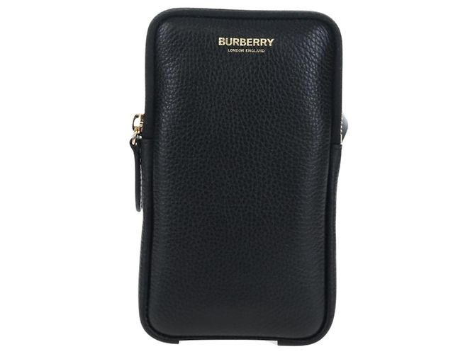 BURBERRY Shoulder Pouch Leather Black Gold Auth am12646V Schwarz Golden - Ansicht 13