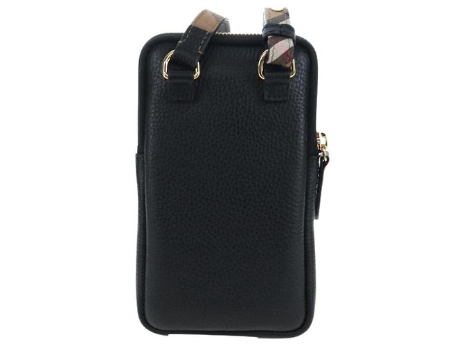 BURBERRY Shoulder Pouch Leather Black Gold Auth am12646V Schwarz Golden - Ansicht 2