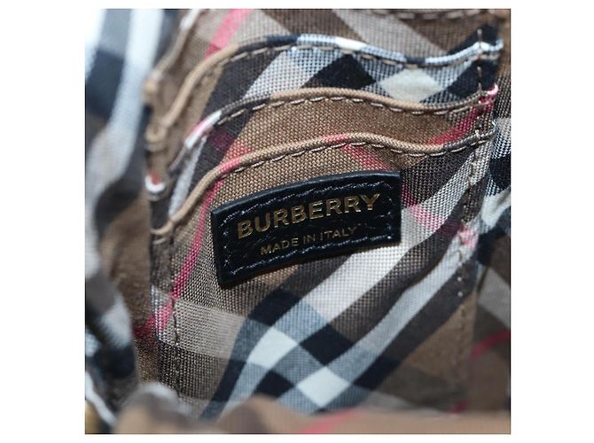 BURBERRY Shoulder Pouch Leather Black Gold Auth am12646V Schwarz Golden - Ansicht 21