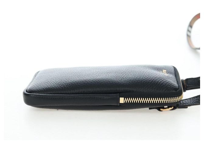 BURBERRY Shoulder Pouch Leather Black Gold Auth am12646V Schwarz Golden - Ansicht 4