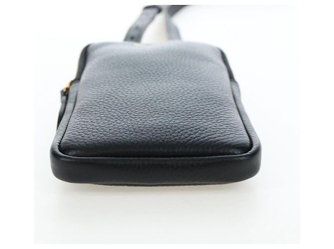 BURBERRY Shoulder Pouch Leather Black Gold Auth am12646V Schwarz Golden - Ansicht 5