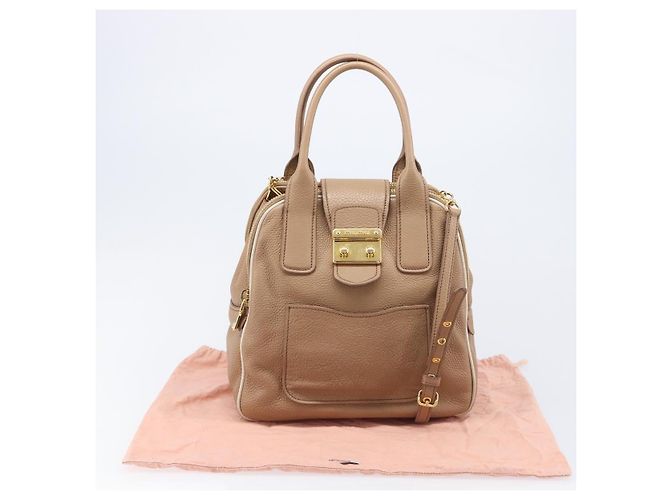 Borsa a mano Miu Miu in pelle 2way Beige Gold Auth 204057V D'oro - vista 12