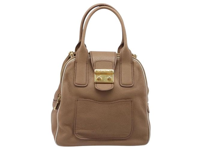 Borsa a mano Miu Miu in pelle 2way Beige Gold Auth 204057V D'oro - vista 13