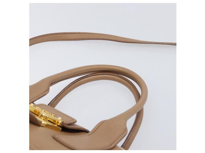 Borsa a mano Miu Miu in pelle 2way Beige Gold Auth 204057V D'oro - vista 14