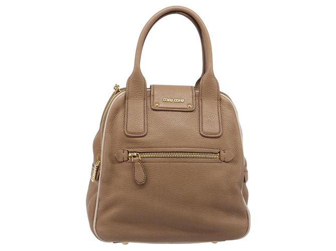 Borsa a mano Miu Miu in pelle 2way Beige Gold Auth 204057V D'oro - vista 2