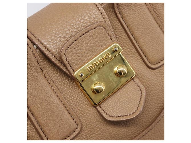 Borsa a mano Miu Miu in pelle 2way Beige Gold Auth 204057V D'oro - vista 21