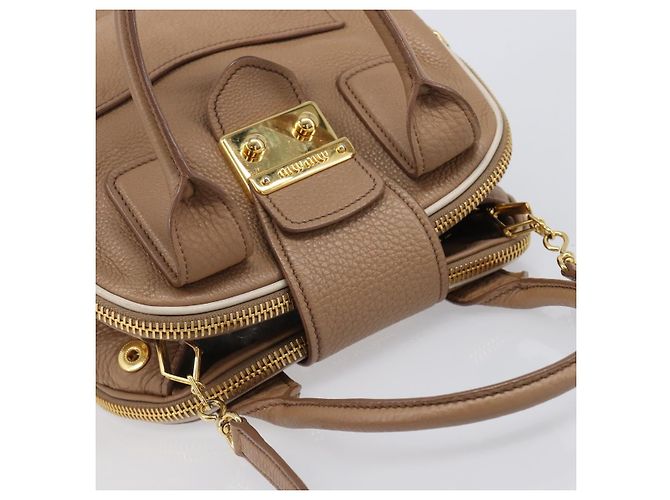 Borsa a mano Miu Miu in pelle 2way Beige Gold Auth 204057V D'oro - vista 6
