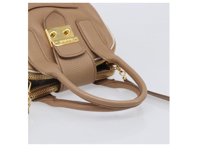 Borsa a mano Miu Miu in pelle 2way Beige Gold Auth 204057V D'oro - vista 7