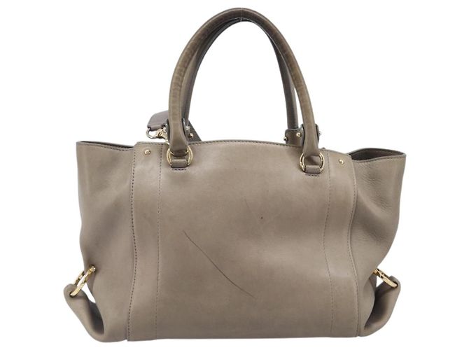 Borsa Salvatore Ferragamo Gancini in pelle 2way Grigio Oro Auth LN143 Marrone D'oro - vista 2