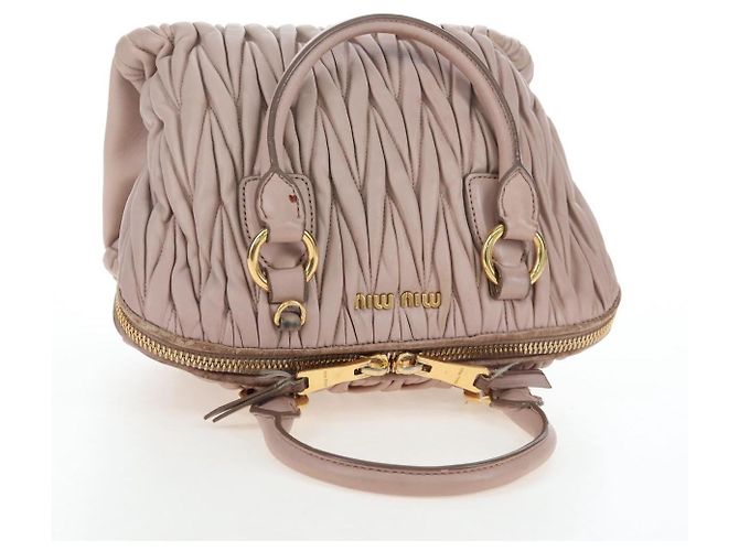 Borsa Miu Miu Matelassé in pelle rosa oro autentica 206368 D'oro - vista 14