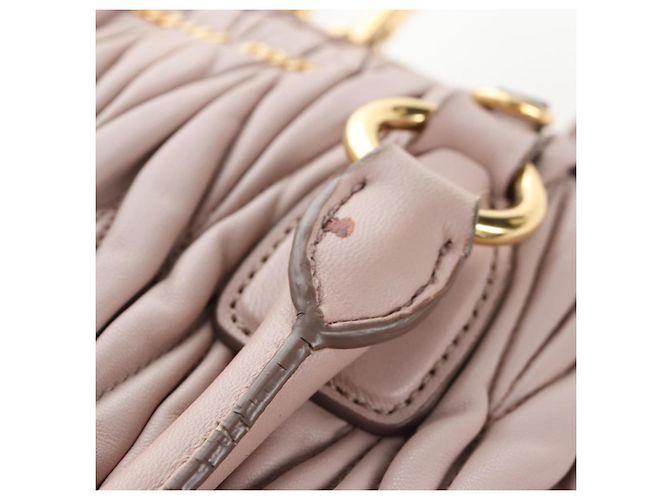 Borsa Miu Miu Matelassé in pelle rosa oro autentica 206368 D'oro - vista 18